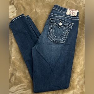 TRUE RELIGION Curvy Skinny with Flap Stretch Jeans Secret Bliss 32